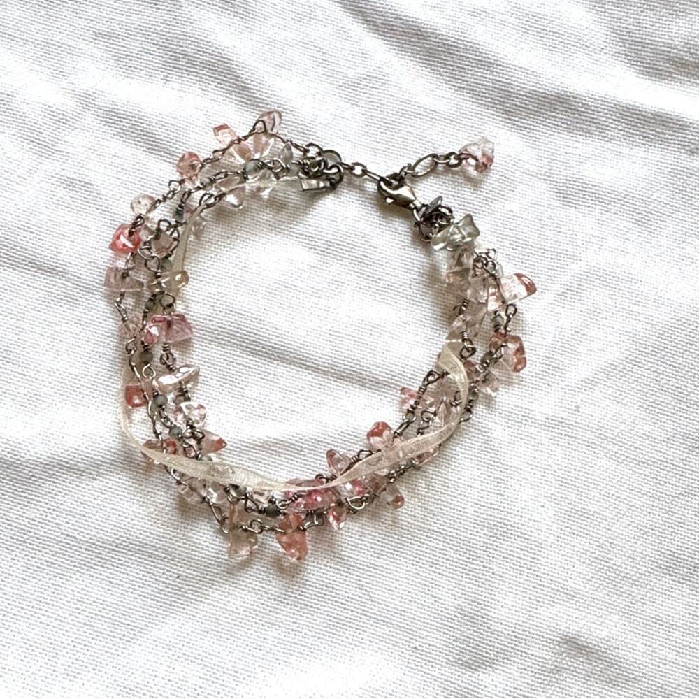 Vintage Y2K American Eagle Pink Rhinestone 3-Strand Bracelet